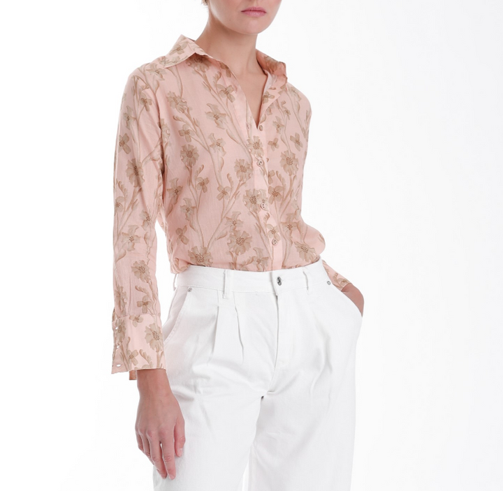 Karina Grimaldi Coral Print Blouse - Peach Floral - Gabrielle's Biloxi