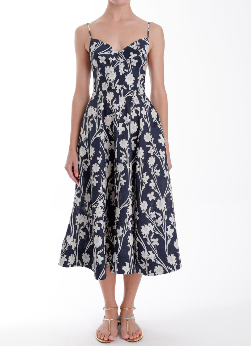 Karina Grimaldi  Winona Print Midi Dress - Navy Floral - Gabrielle's Biloxi