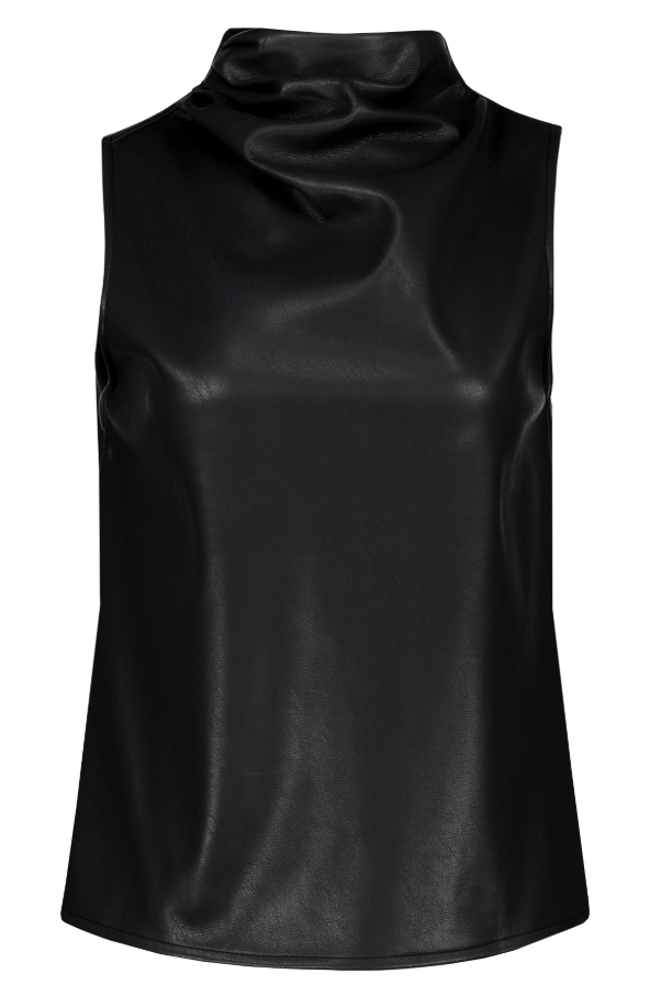 Bishop + Young Claude Faux Leather Cowl Neck Top - Black - Gabrielle's Biloxi