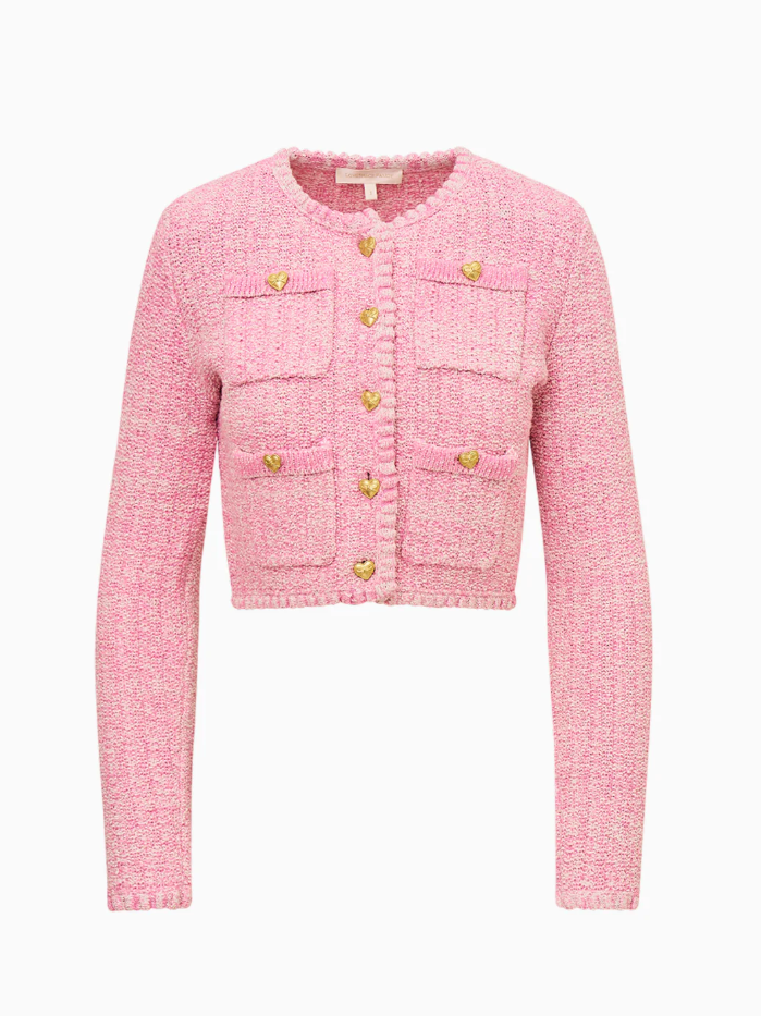 Love Shack Fancy Delcie Cardigan - Candy Pink - Gabrielle's Biloxi