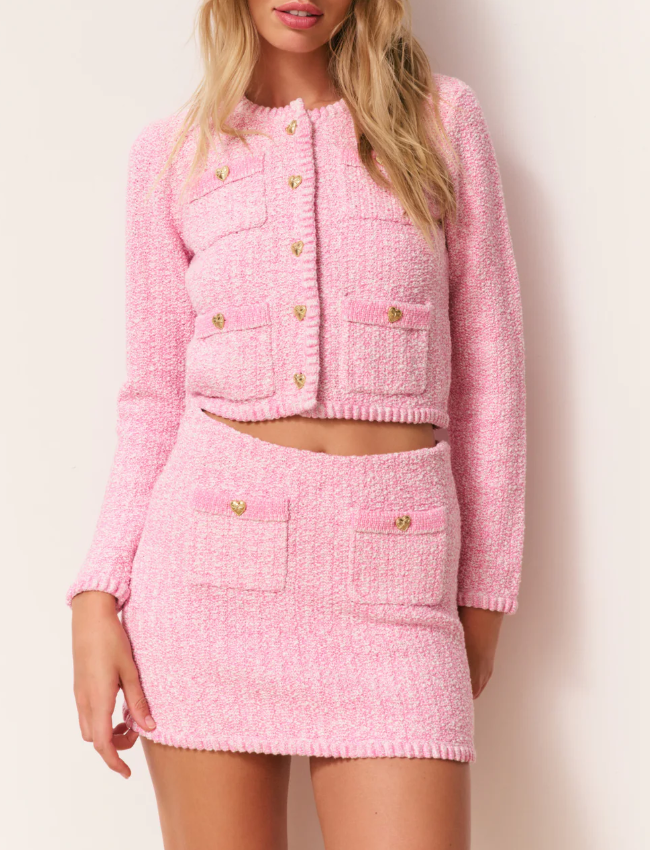 Love Shack Fancy Delcie Cardigan - Candy Pink - Gabrielle's Biloxi