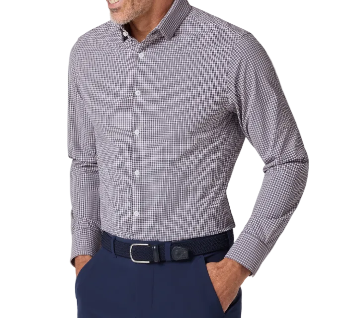 Mizzen+Main Leeward	 Trim LS Dress Shirt - Eggplant Winston Check - Gabrielle's Biloxi