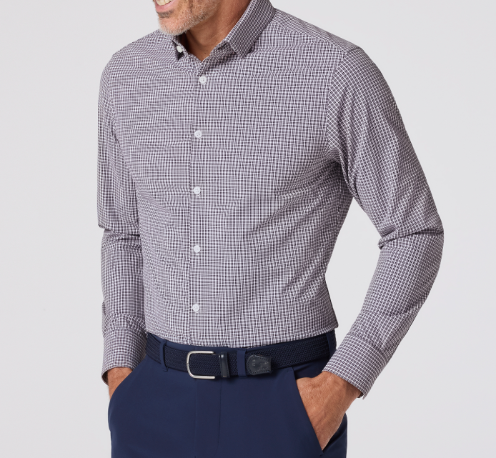 Mizzen+Main Leeward	 Trim LS Dress Shirt - Eggplant Winston Check - Gabrielle's Biloxi
