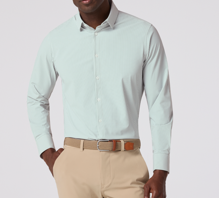Mizzen+Main Leeward	Trim LS Dress Shirt - Eucalyptus Ian Gingham - Gabrielle's Biloxi