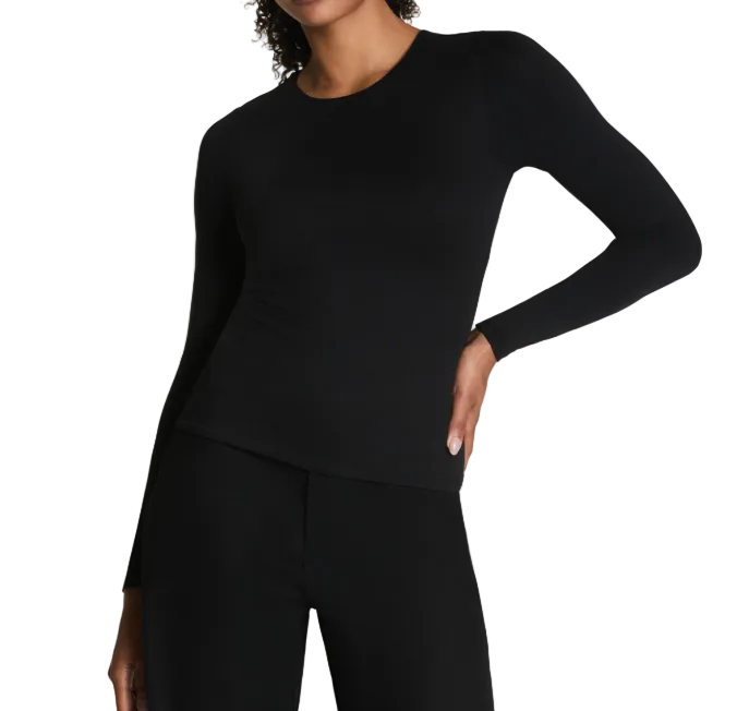 Spanx Smoothing Jersey Long Sleeve Crewneck - Classic Black - Gabrielle's Biloxi