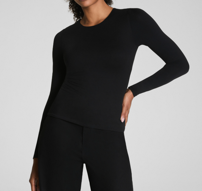 Spanx Smoothing Jersey Long Sleeve Crewneck - Classic Black - Gabrielle's Biloxi