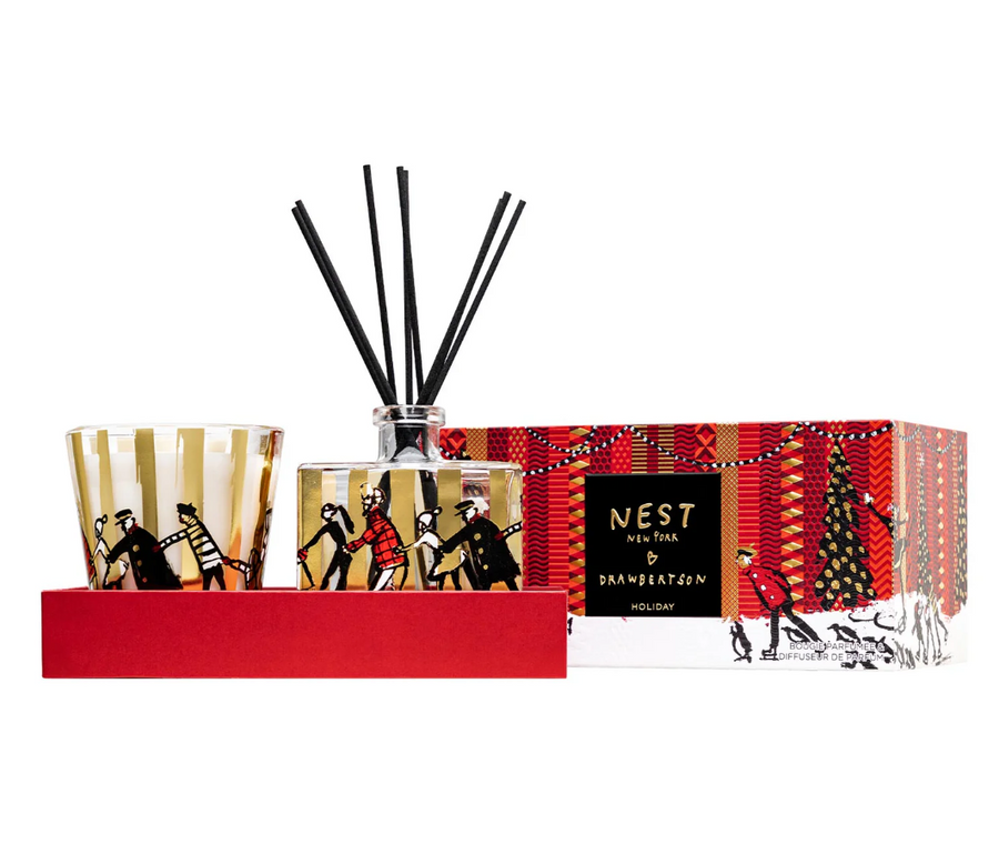 Nest New York x Drawbertson Holiday Classic Candle & Reed Diffuser Set - 2 Pc Seasonal Gift Set - Gabrielle's Biloxi