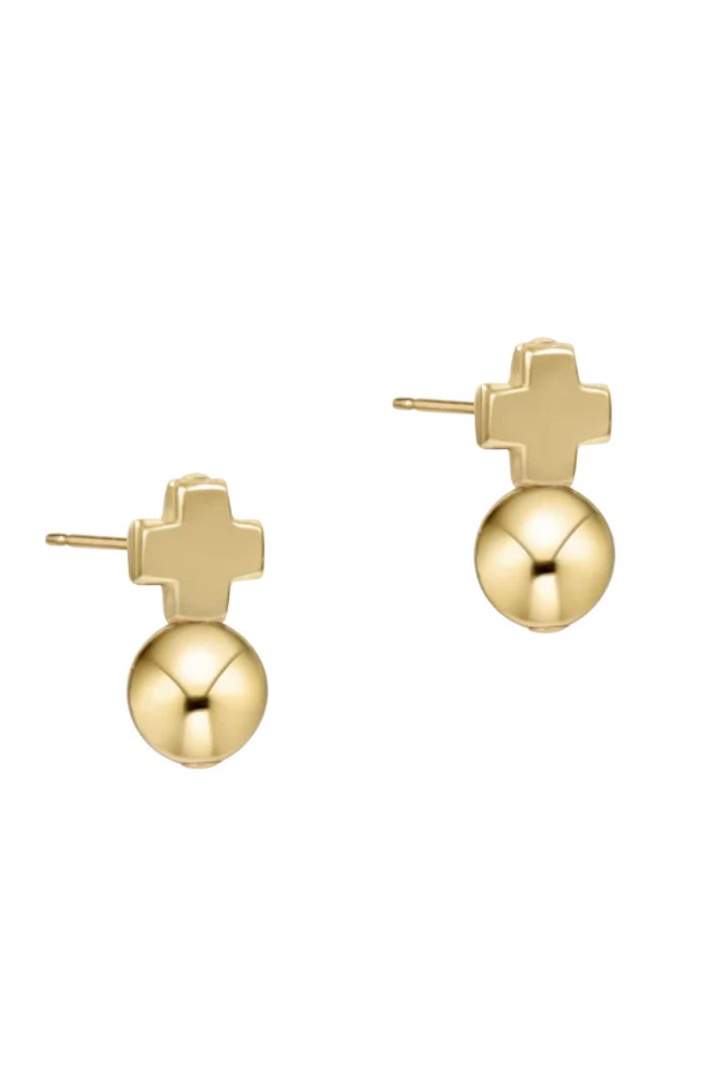 ENewton Signature Cross Small Gold  Stud - Classic Gold - Gabrielle's Biloxi