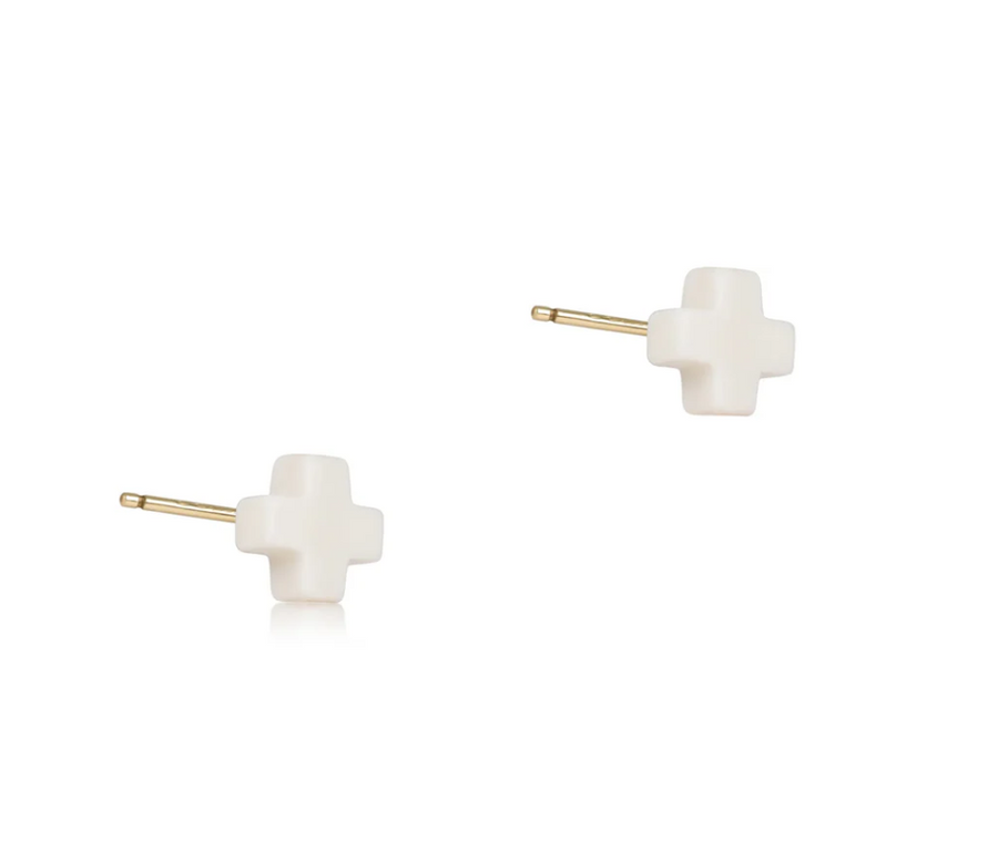 ENewton Signature Cross Small Stud -  Off-White - Gabrielle's Biloxi