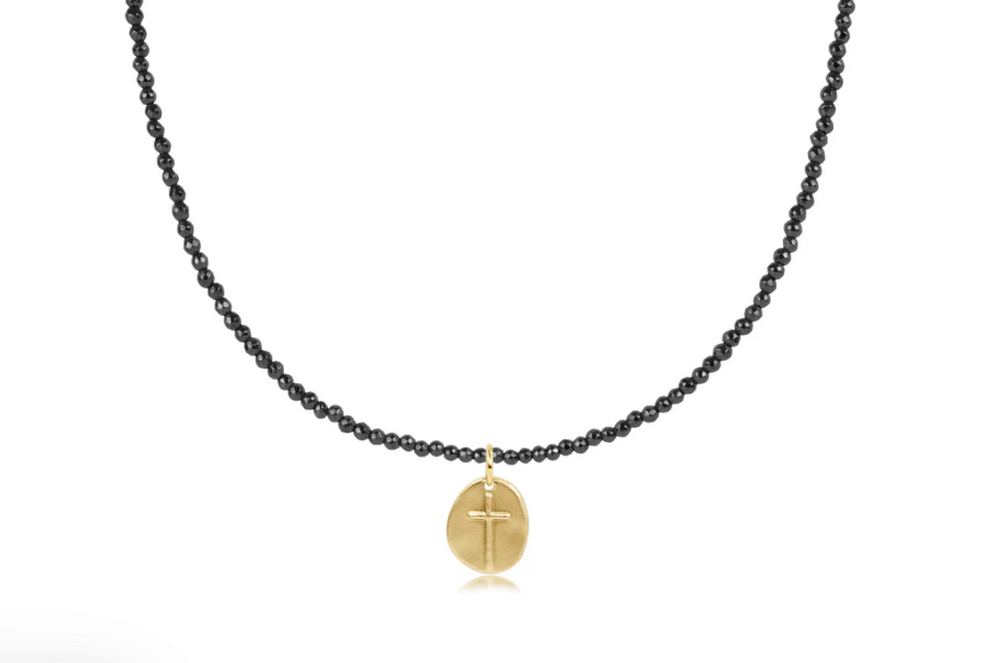 ENewton 15" Choker Faceted Hematite 2mm Bead - Inspire Small Gold Charm - Gabrielle's Biloxi