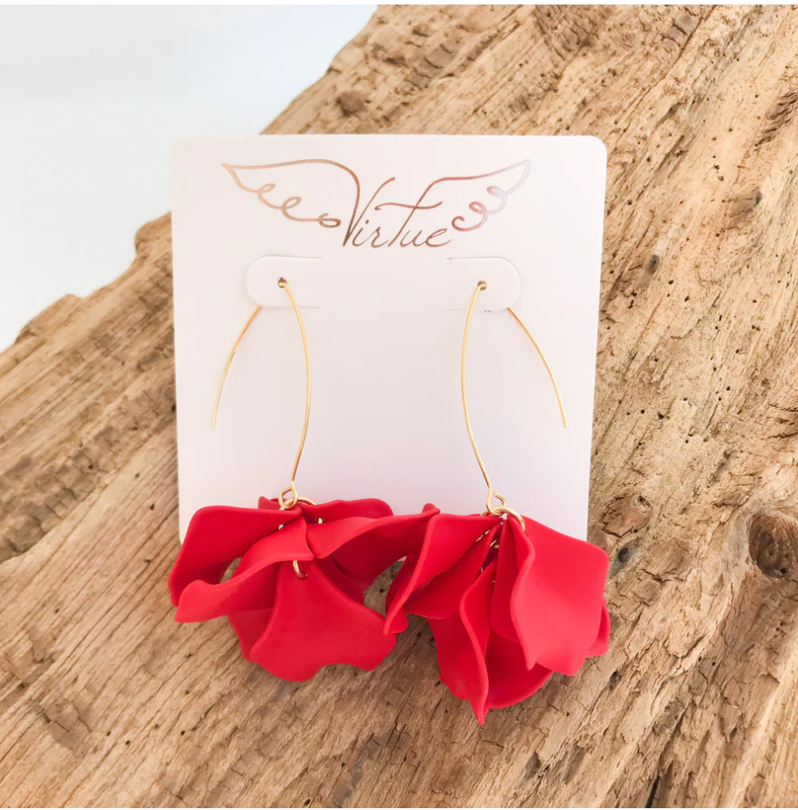 Virtue Hyacinth Tiered Marquis Earrings - Red - Gabrielle's Biloxi