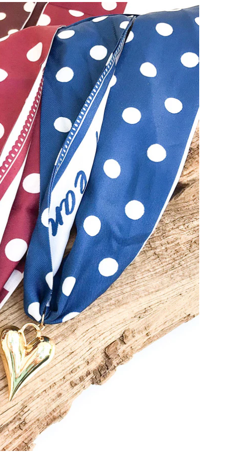 Virtue Puff Heart on Scarf Necklace - Royal Polka Dots/Paris - Gabrielle's Biloxi