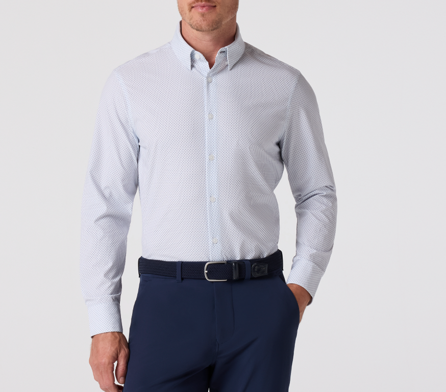Mizzen+Main Leeward LS Dress Shirt - White Plus Print - Gabrielle's Biloxi
