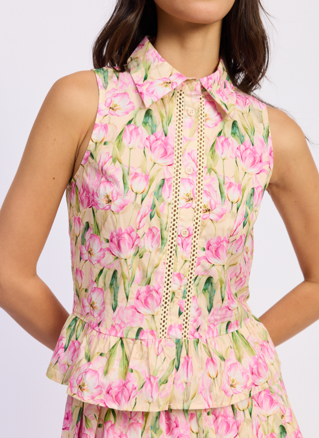 Arya Peplum Blouse - Cantaloupe Pink - Gabrielle's Biloxi