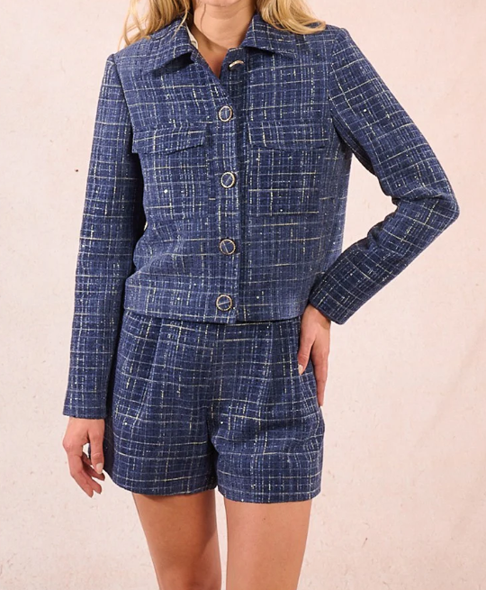 Ladies Woven Jacket - Denim Blue - Gabrielle's Biloxi