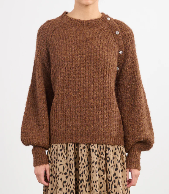 Knitted Sweater - Brown - Gabrielle's Biloxi