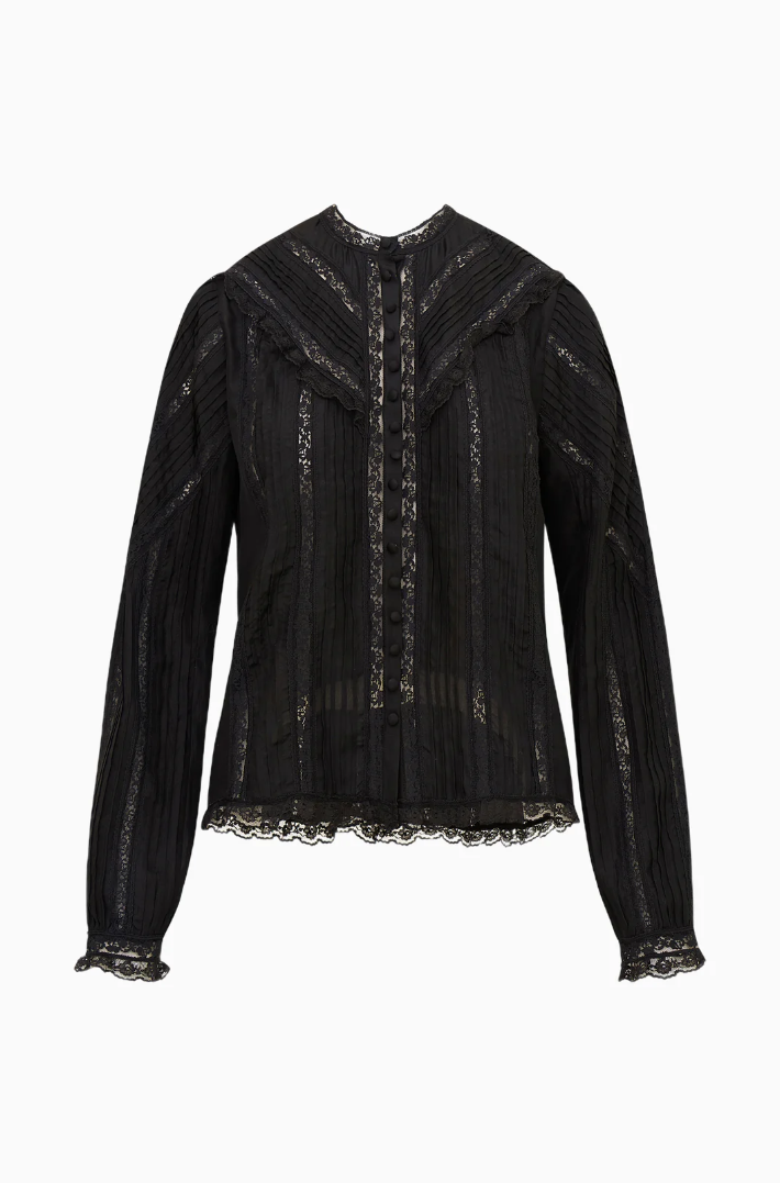 Love Shack Fancy Aralina Blouse - Black - Gabrielle's Biloxi