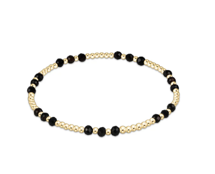 ENewton Gemstone Gold Joy Pattern  3mm Bead Bracelet - Faceted Onyx - Gabrielle's Biloxi