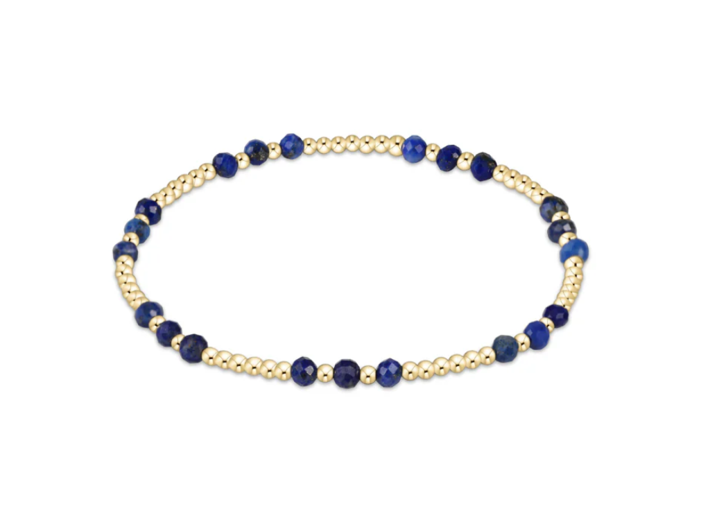 ENewton  Gemstone Gold Joy Pattern  3mm Bead Bracelet - Lapis - Gabrielle's Biloxi