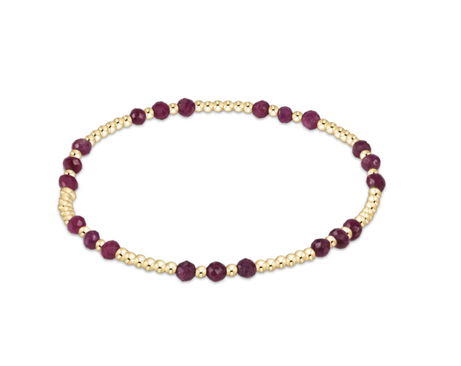 ENewton Gemstone Gold Joy Pattern  3mm Bead Bracelet - Ruby - Gabrielle's Biloxi