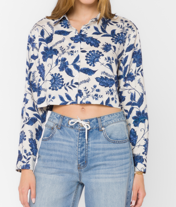 Celestine Top - Blue Jacobean - Gabrielle's Biloxi