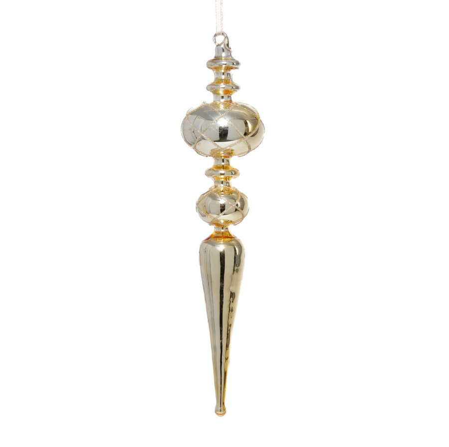 Metallic Gold Beaded Finial Ornament - Gabrielle's Biloxi