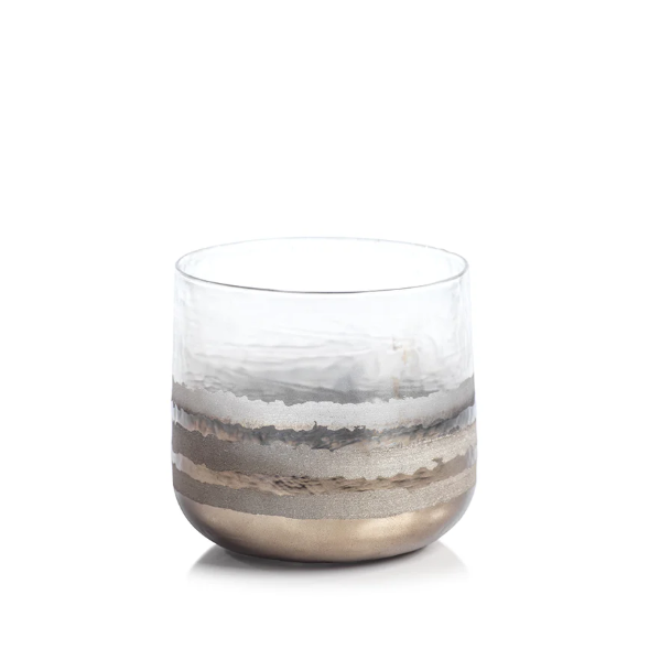 Smoke Hurricane Candle Holder 5in - Gold - Gabrielle's Biloxi