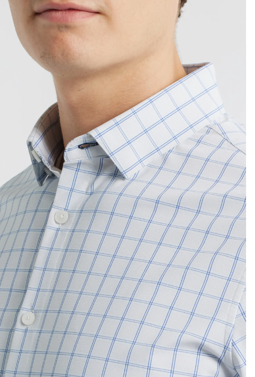 Leeward	No Tuck LS Dress Shirt - Cobalt Hampton Plaid - Gabrielle's Biloxi