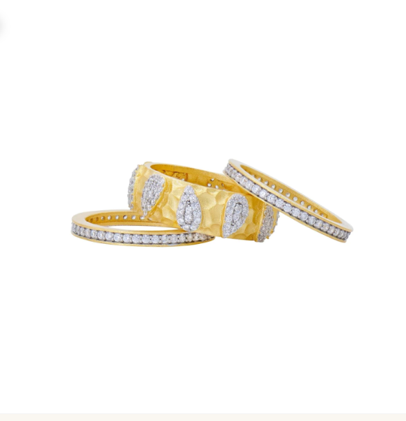 Freida Rothman City Petals Hammered 3-Stack Ring - Size 8 - Gabrielle's Biloxi