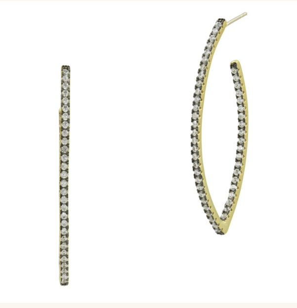 Freida Rothman Allover Pointed Oval Pave Hoop Earring - Gabrielle's Biloxi