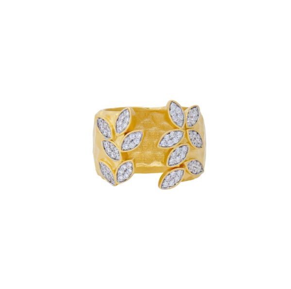 Freida Rothman City Petals Hammered Wide Cuff Ring - Size 7 - Gabrielle's Biloxi