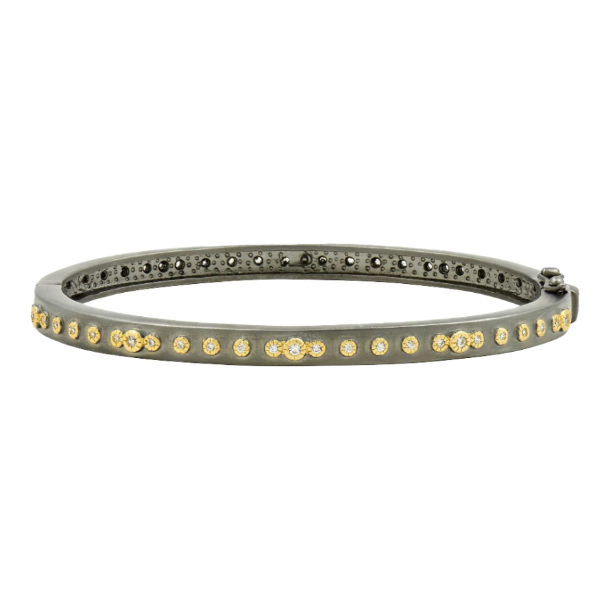 Freida Rothman Mini Stud Bezel Stone Eternity Hinge Bangle - Gabrielle's Biloxi