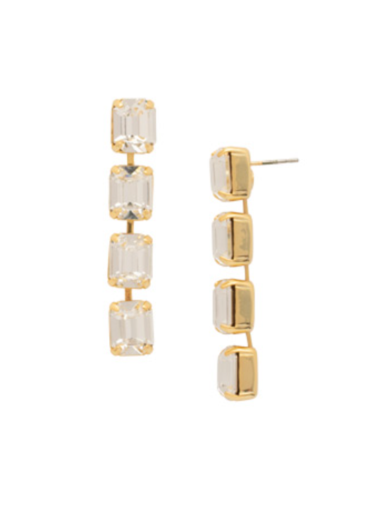 Octavia Repeating Dangle Earrings - Bright Gold Crystal - Gabrielle's Biloxi