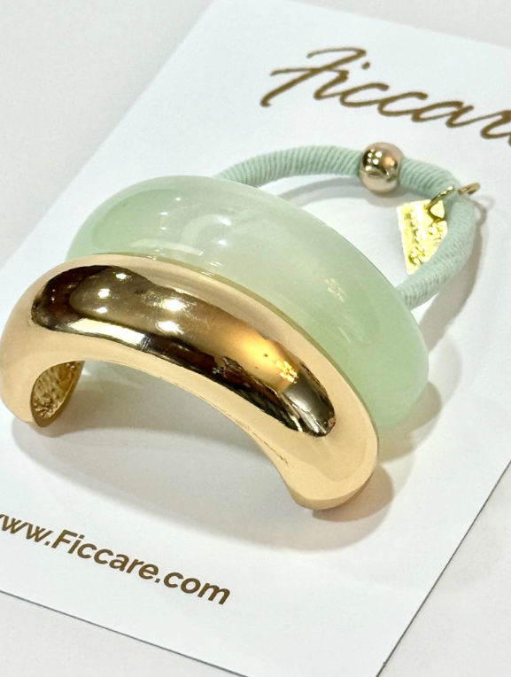 Melody Resin + Metal Bar Pony Holder - Mint & Gold - Gabrielle's Biloxi