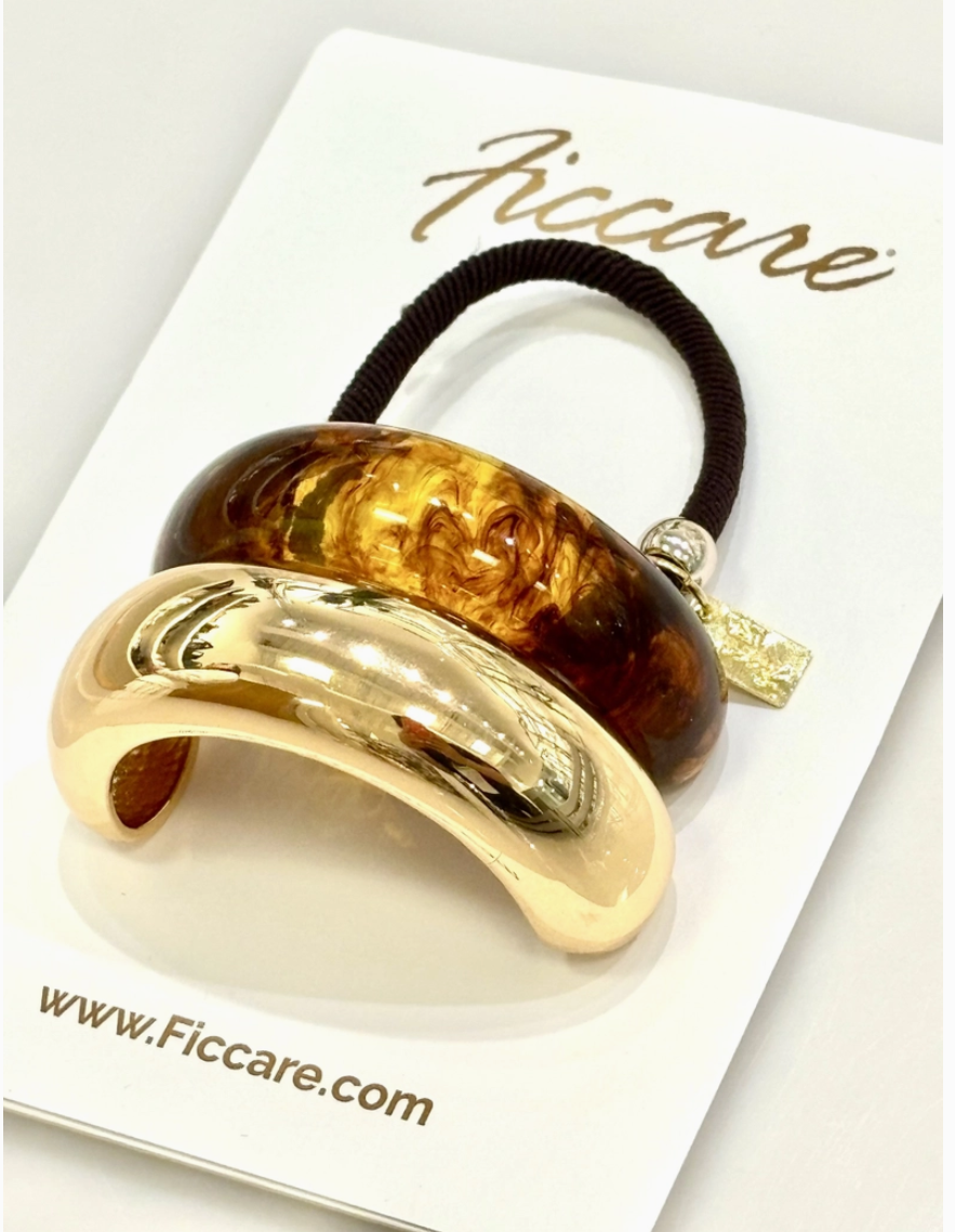 Melody Resin + Metal Bar Pony Holder - Tortoise & Gold - Gabrielle's Biloxi