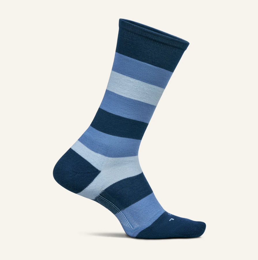 Feetures Everyday Men's Max Cushion Crew - Primary Stripe Denim - Gabrielle's Biloxi