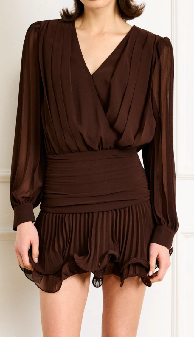 Line and Dot  Twyla Mini Dress - Chocolate - Gabrielle's Biloxi
