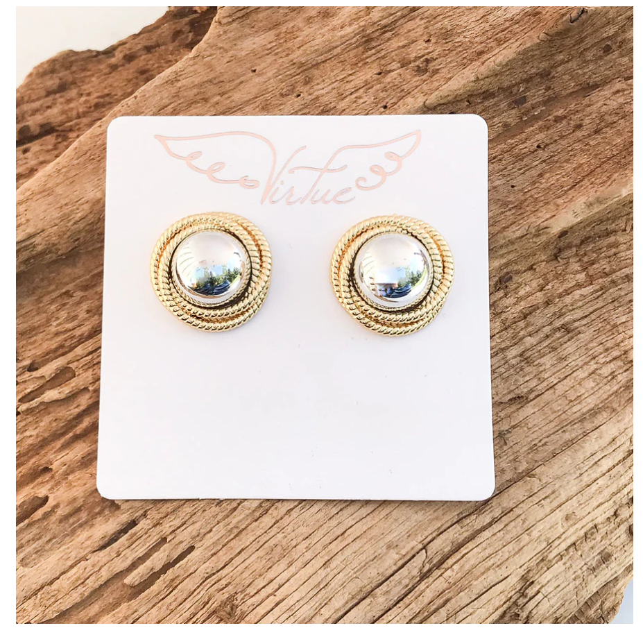 Virtue Wrapped Dome Two-Tone Earrings - Gabrielle's Biloxi