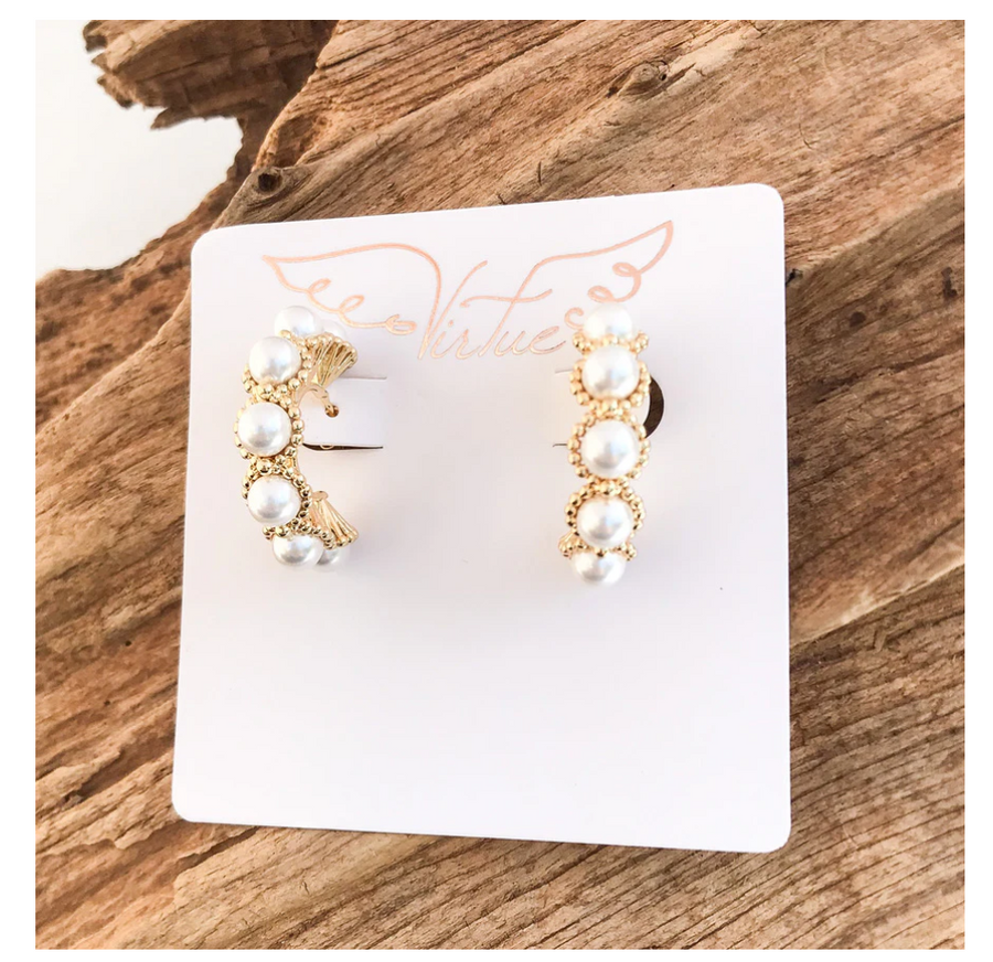 Virtue Fanned Pearl Hoops Earrings - Gabrielle's Biloxi