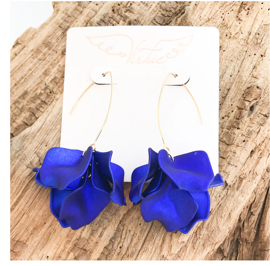 Virtue Hyacinth Tiered Marquis Earrings - Mettalic Royal
