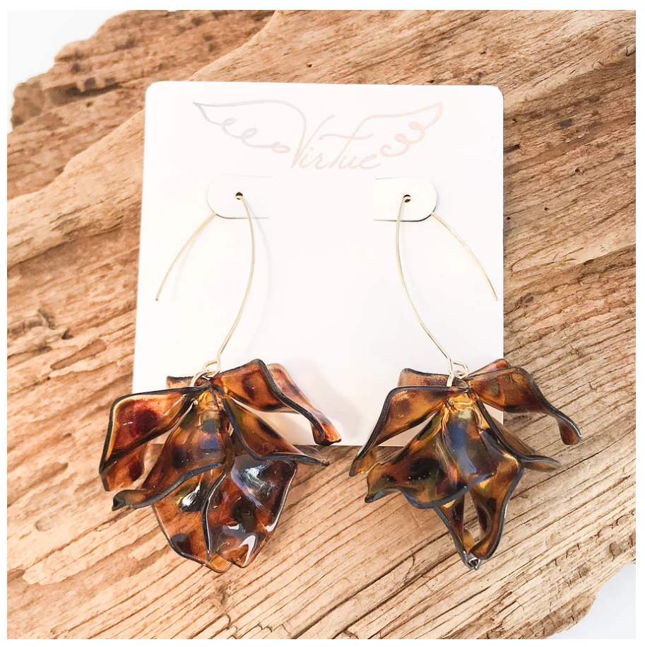 Virtue Hyacinth Tiered Marquis Earrings - Tortoise