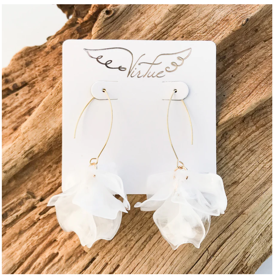 Virtue Hyacinth Tiered Marquis Earrings - White Smoke