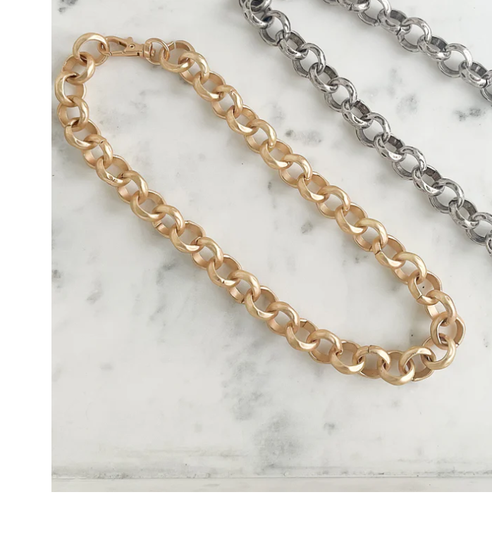Virtue Jumbo Hammered Rolo Necklace - Gold - Gabrielle's Biloxi