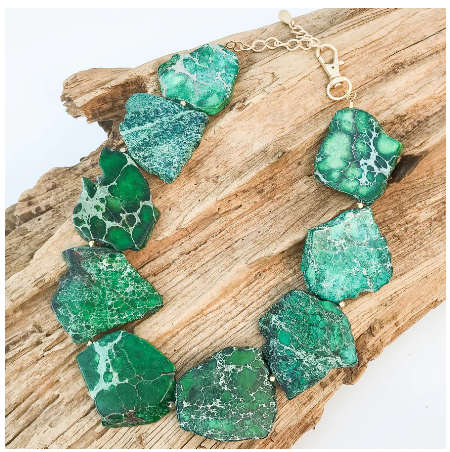 Virtue Gemstone Slab Necklace - Green - Gabrielle's Biloxi