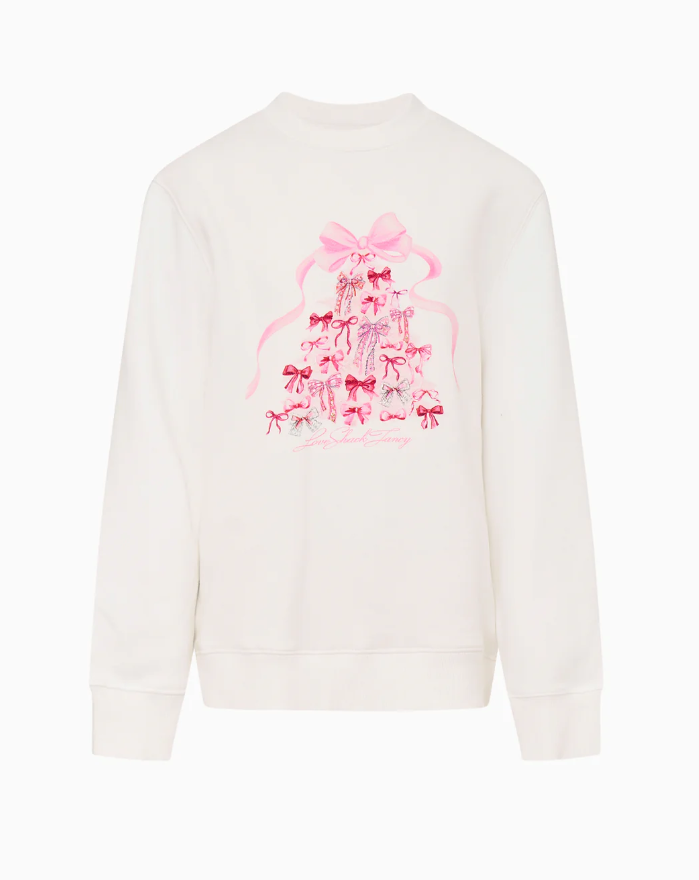 Love Shack Fancy Havenleigh Christmas Bow Fleece Pullover - White