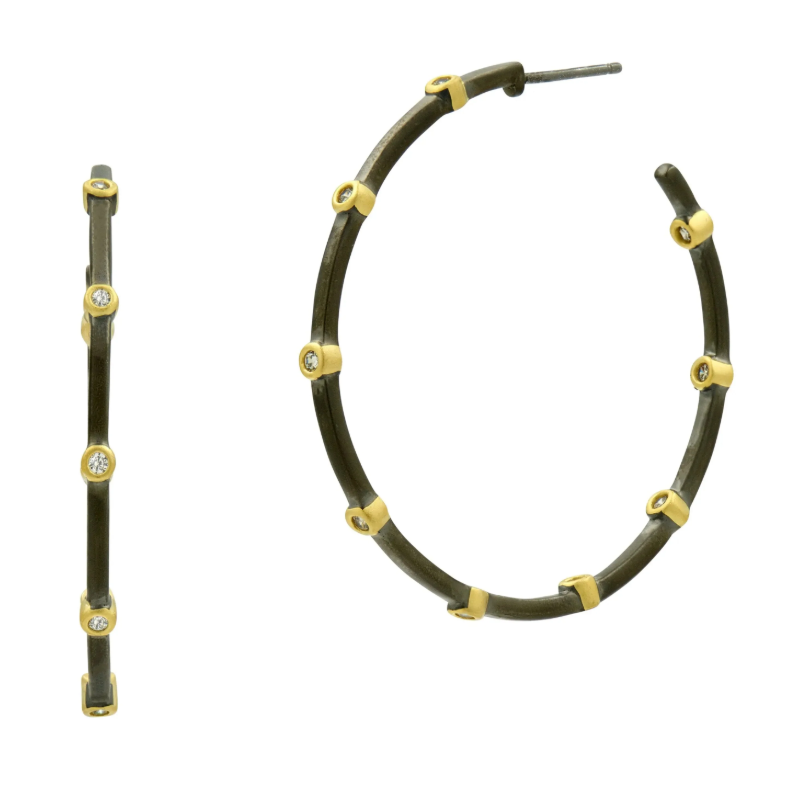 Freida Rothman Your Go-To Bezel Hoop - Black/Gold