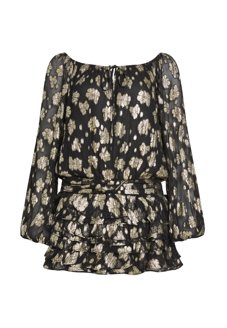 Amanda Uprichard Dallas Romper - Black & Gold Medium Amanda Uprichard Dallas Romper - Black & Gold Medium