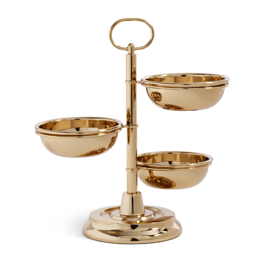 Zodax 3-Tier Metal Condiment Set - Polished Gold