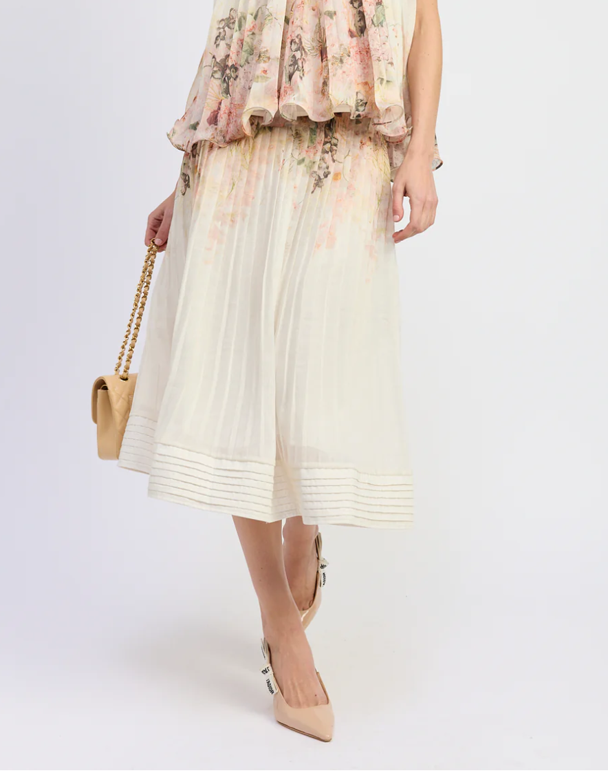 Charlotte Midi Skirt - Ivory Blush Orchid