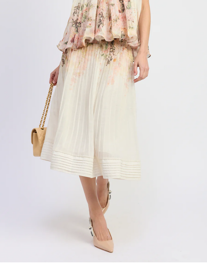 Charlotte Midi Skirt - Ivory Blush Orchid